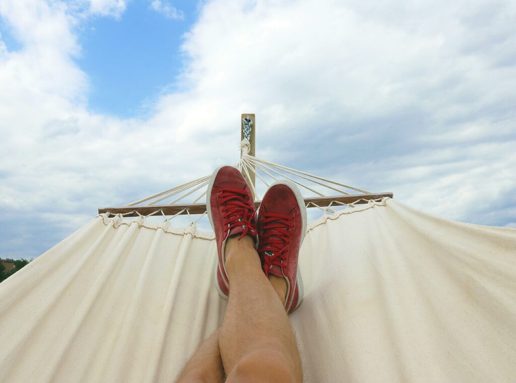 Human feet on a hammock